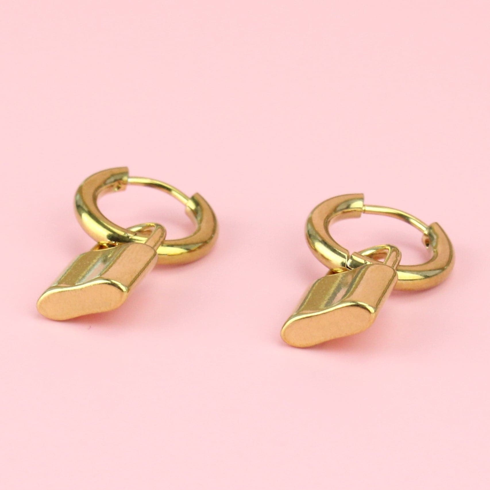 Small Padlock Hoop Earrings (Gold Plated)