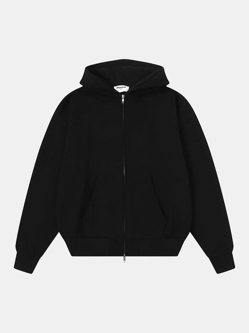 480 GSM TERRY BOX 'BLACK' ZIP-UP HOODIE