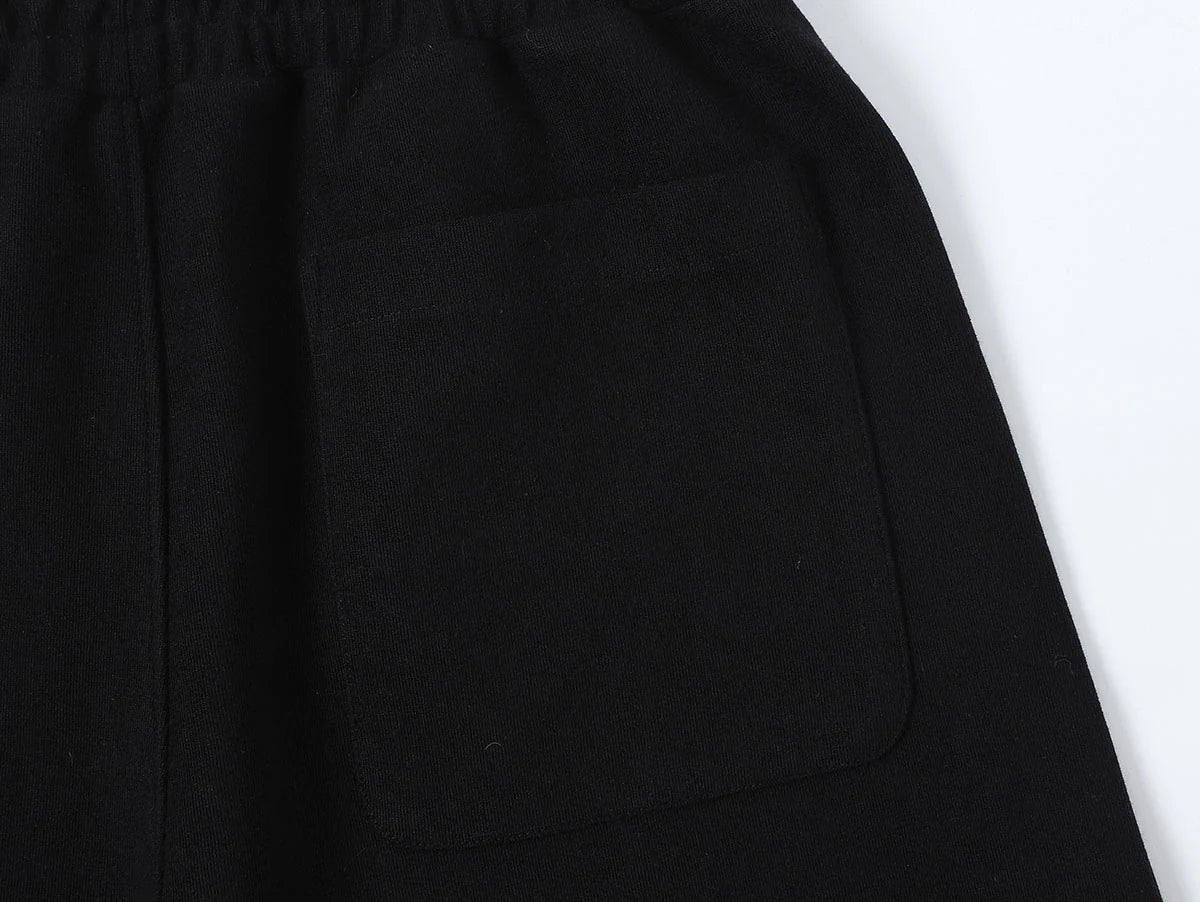 420 GSM MID-LENGTH LOOSE FIT 'BLACK' SHORTS