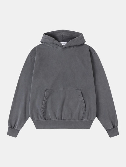 450 GSM CROPPED FIT 'WASHED GRAY' HOODIE