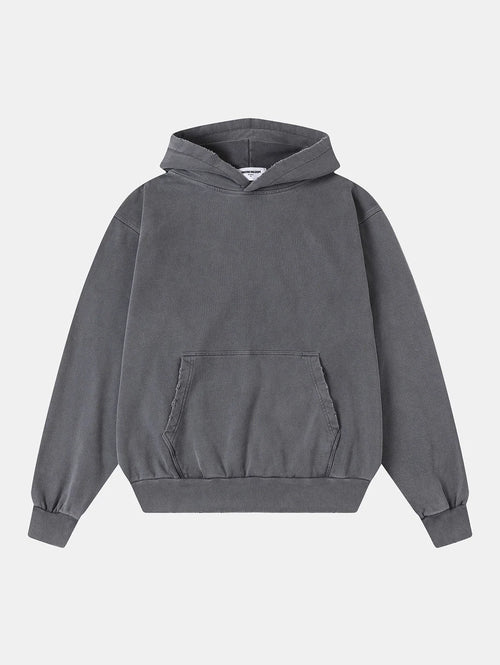 450 GSM CROPPED FIT 'WASHED GRAY' HOODIE