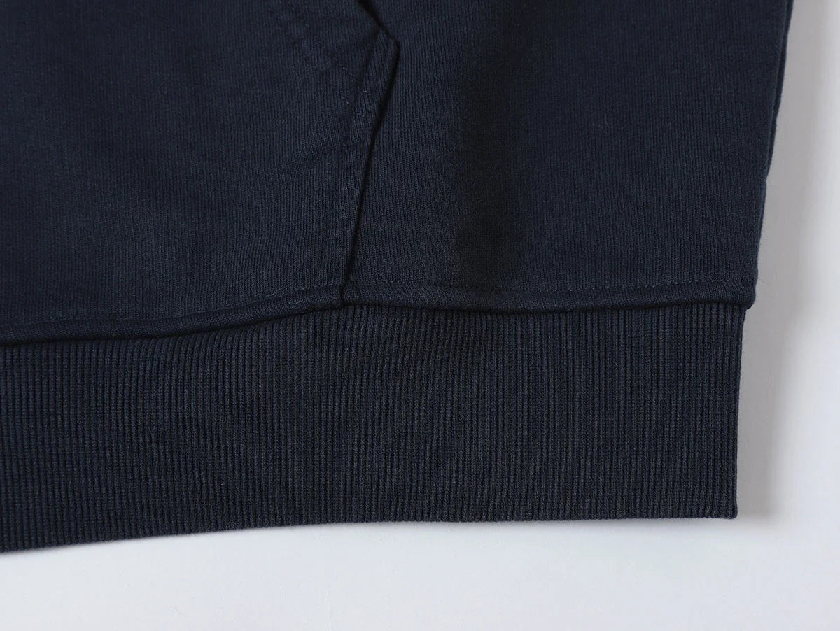550 GSM CROPPED FIT 'WASHED NAVY BLUE' ZIP-UP HOODIE