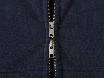 550 GSM CROPPED FIT 'WASHED NAVY BLUE' ZIP-UP HOODIE