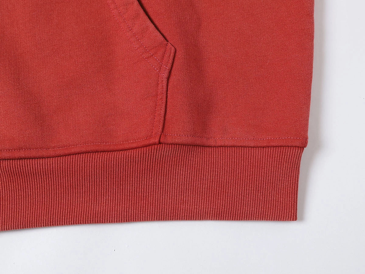 550 GSM CROPPED FIT 'WASHED RED' ZIP-UP HOODIE
