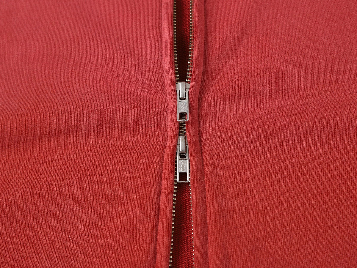 550 GSM CROPPED FIT 'WASHED RED' ZIP-UP HOODIE
