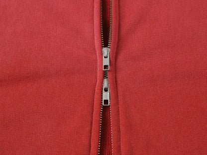 550 GSM CROPPED FIT 'WASHED RED' ZIP-UP HOODIE