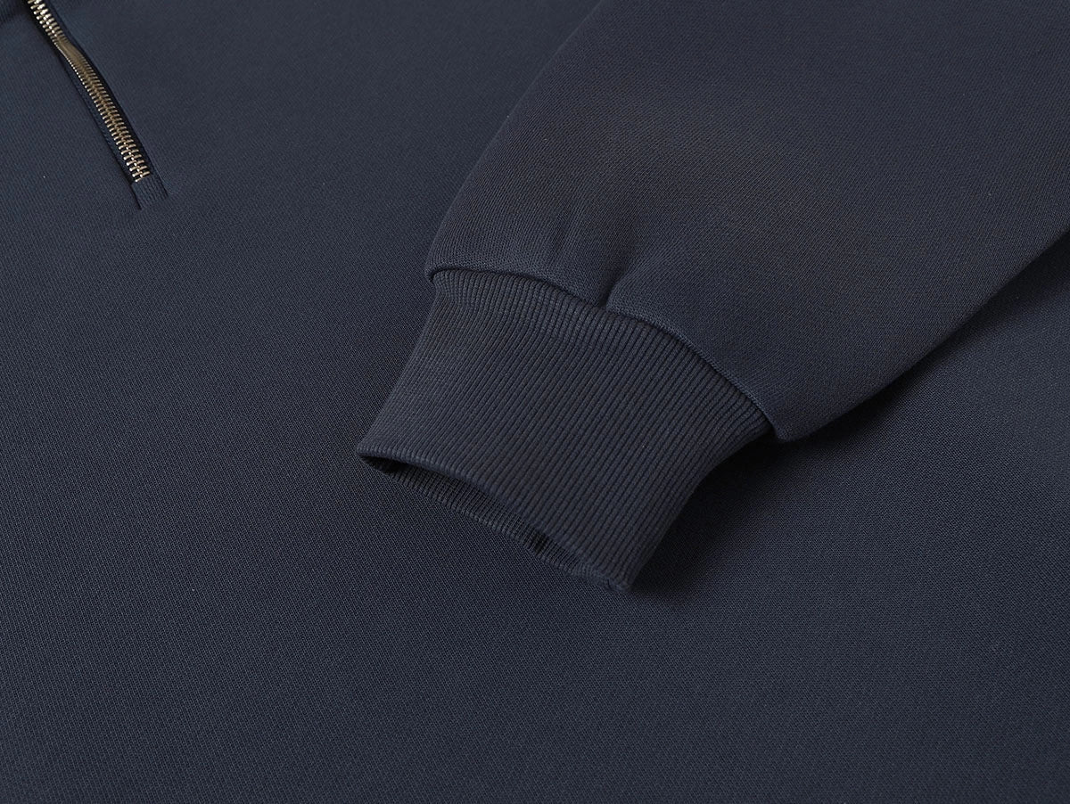 630 GSM BOXY CROPPED FIT QUARTER-ZIP 'STONE COAL' SWEATER