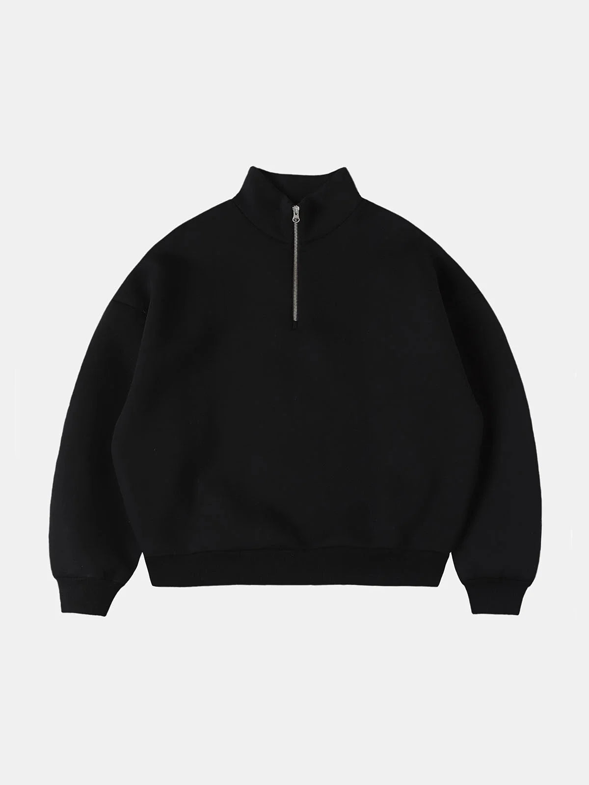 630 GSM BOXY CROPPED FIT QUARTER-ZIP 'BLACK' SWEATER