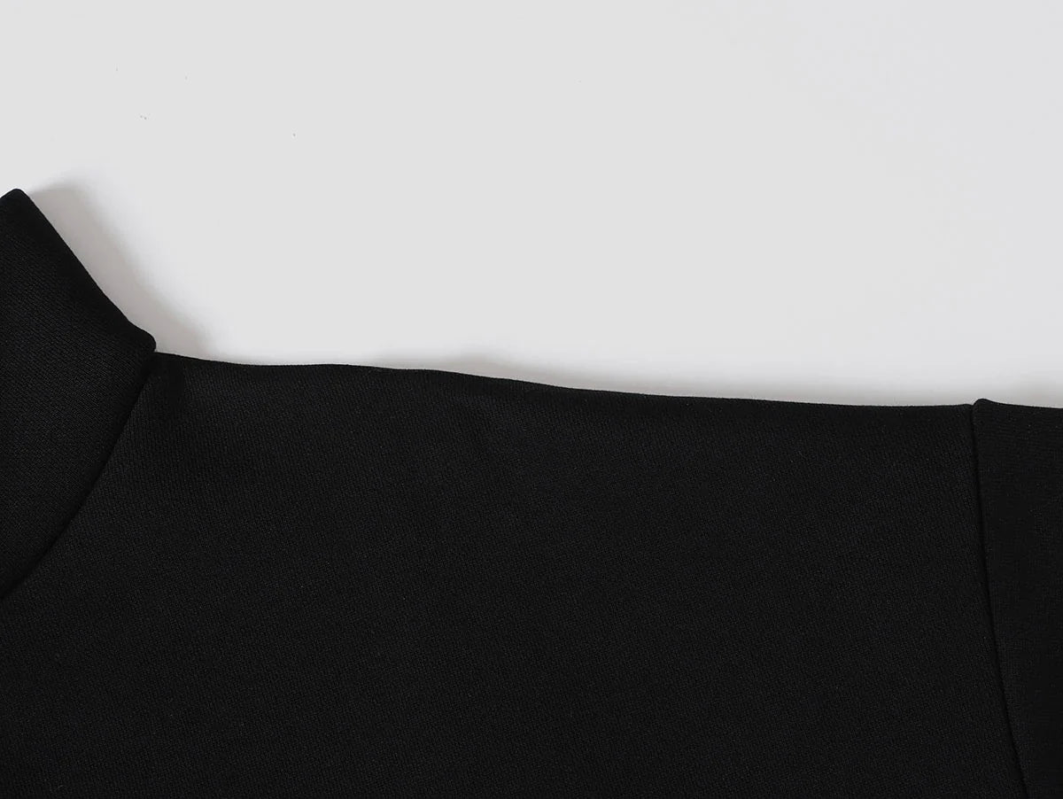 630 GSM BOXY CROPPED FIT QUARTER-ZIP 'BLACK' SWEATER
