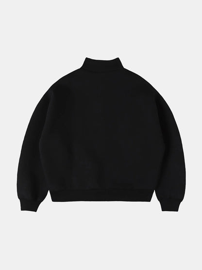 630 GSM BOXY CROPPED FIT QUARTER-ZIP 'BLACK' SWEATER