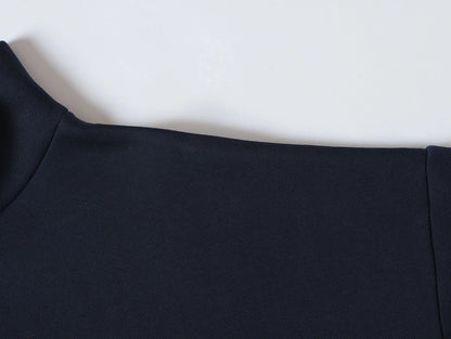 630 GSM BOXY CROPPED FIT QUARTER-ZIP 'NAVY BLUE' SWEATER