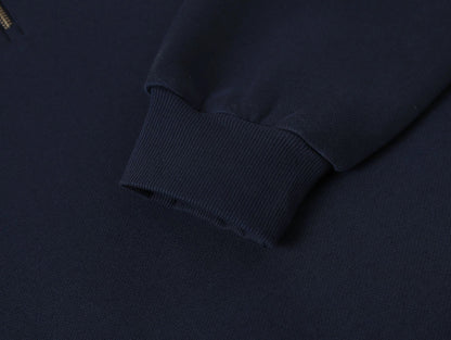 630 GSM BOXY CROPPED FIT QUARTER-ZIP 'NAVY BLUE' SWEATER
