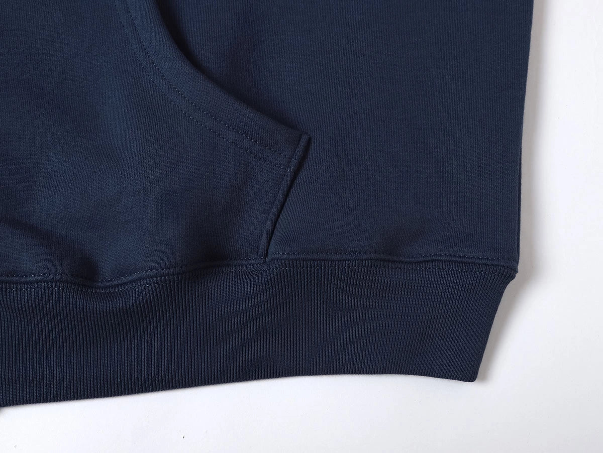 480 GSM FLEECE CROPPED FIT 'NAVY BLUE' ZIP-UP HOODIE