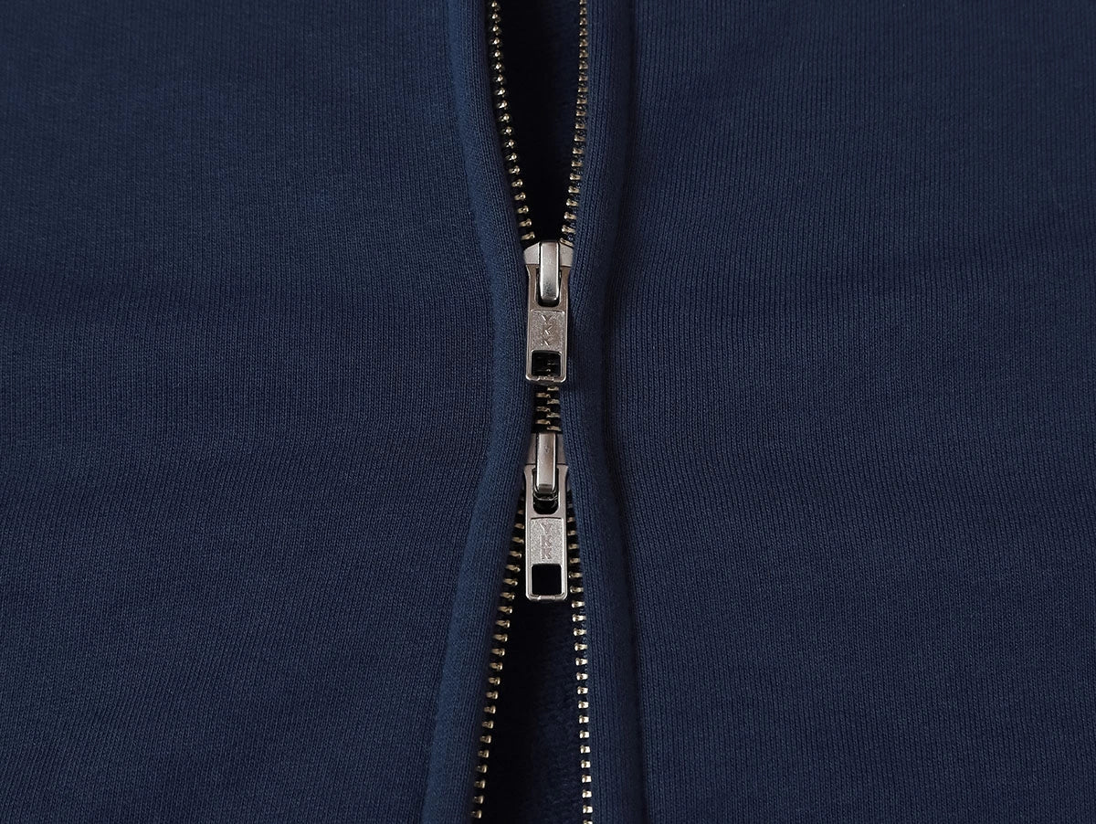480 GSM FLEECE CROPPED FIT 'NAVY BLUE' ZIP-UP HOODIE