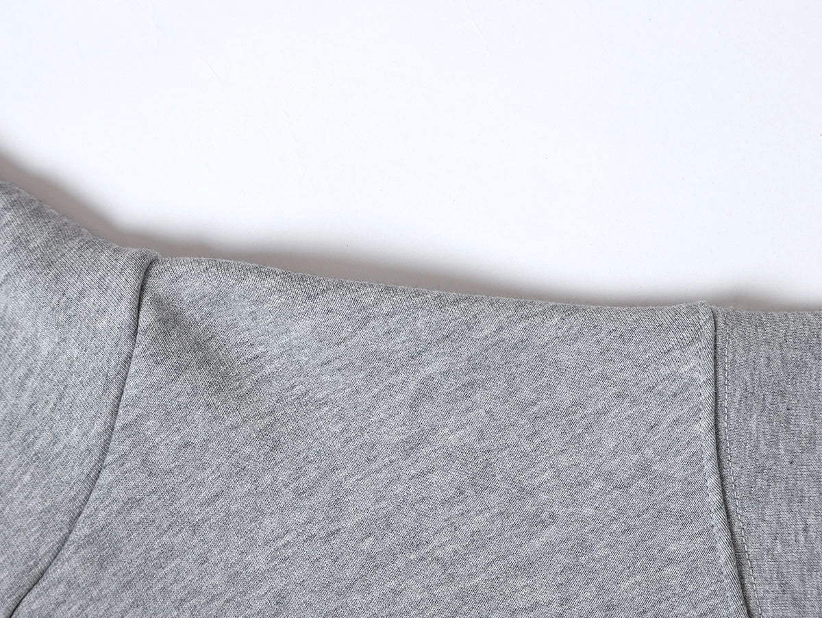 480 GSM FLEECE CROPPED FIT 'FLOWER GRAY' ZIP-UP HOODIE