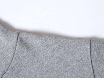 480 GSM FLEECE CROPPED FIT 'FLOWER GRAY' ZIP-UP HOODIE