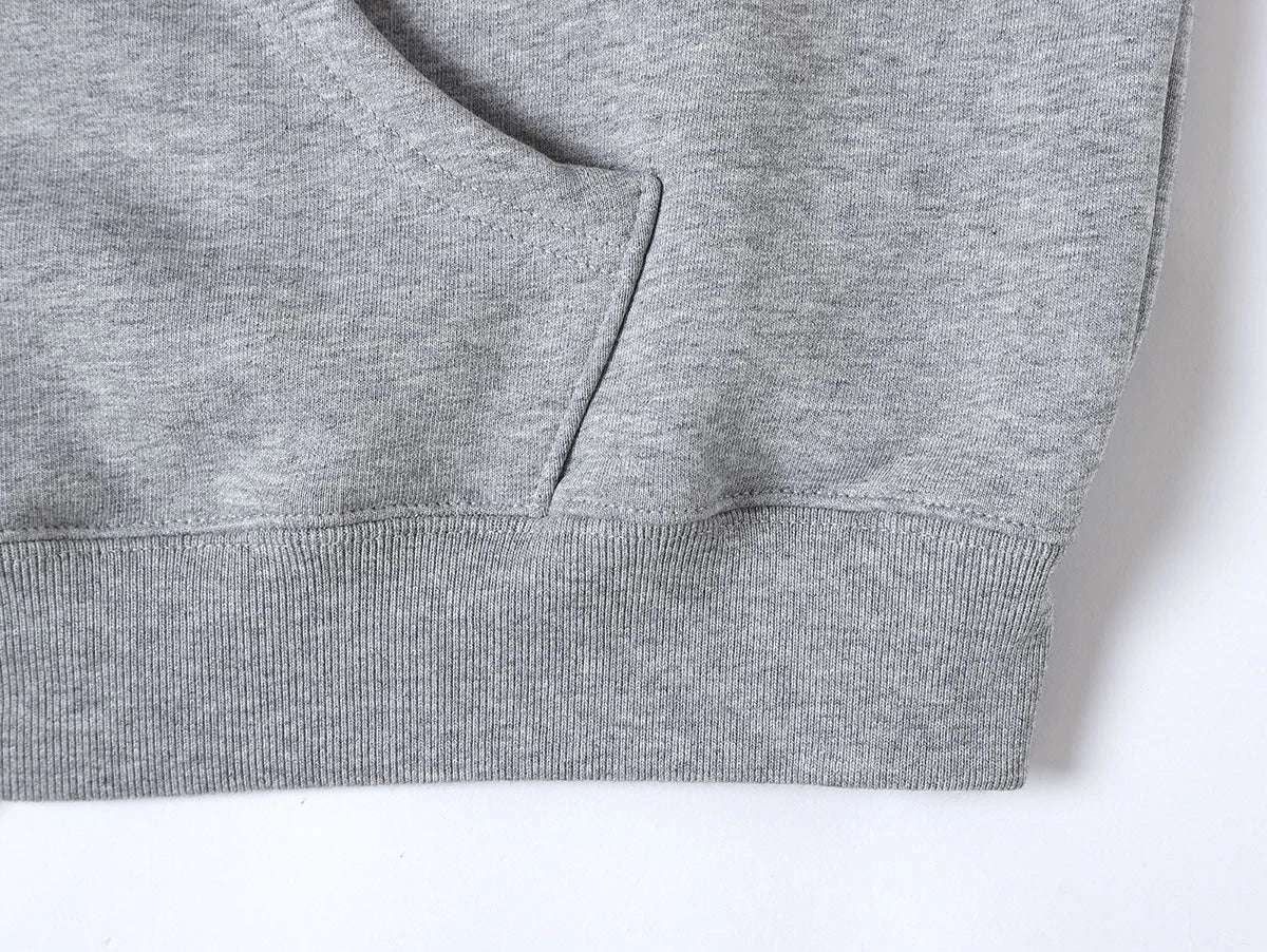 480 GSM FLEECE CROPPED FIT 'FLOWER GRAY' ZIP-UP HOODIE