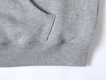 480 GSM FLEECE CROPPED FIT 'FLOWER GRAY' ZIP-UP HOODIE