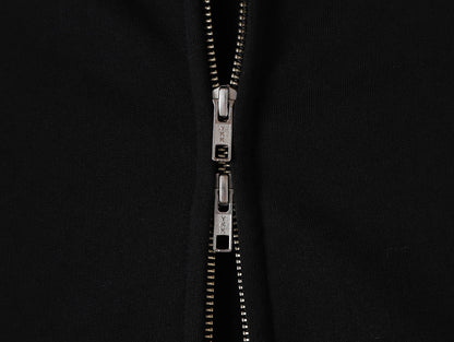 480 GSM FLEECE CROPPED FIT 'BLACK' ZIP-UP HOODIE