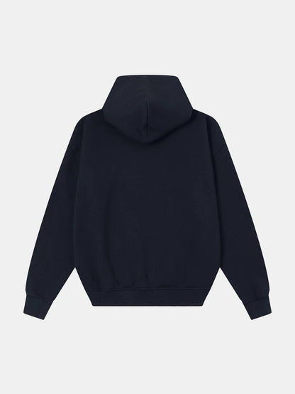 520 GSM BOXY CROPPED FIT 'NAVY BLUE' ZIP-UP HOODIE