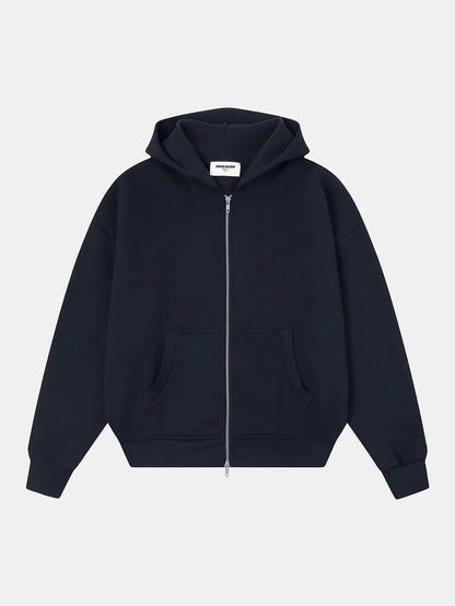 520 GSM BOXY CROPPED FIT 'NAVY BLUE' ZIP-UP HOODIE