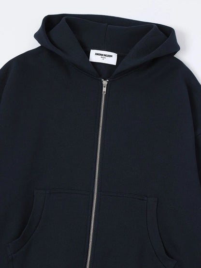 520 GSM BOXY CROPPED FIT 'NAVY BLUE' ZIP-UP HOODIE