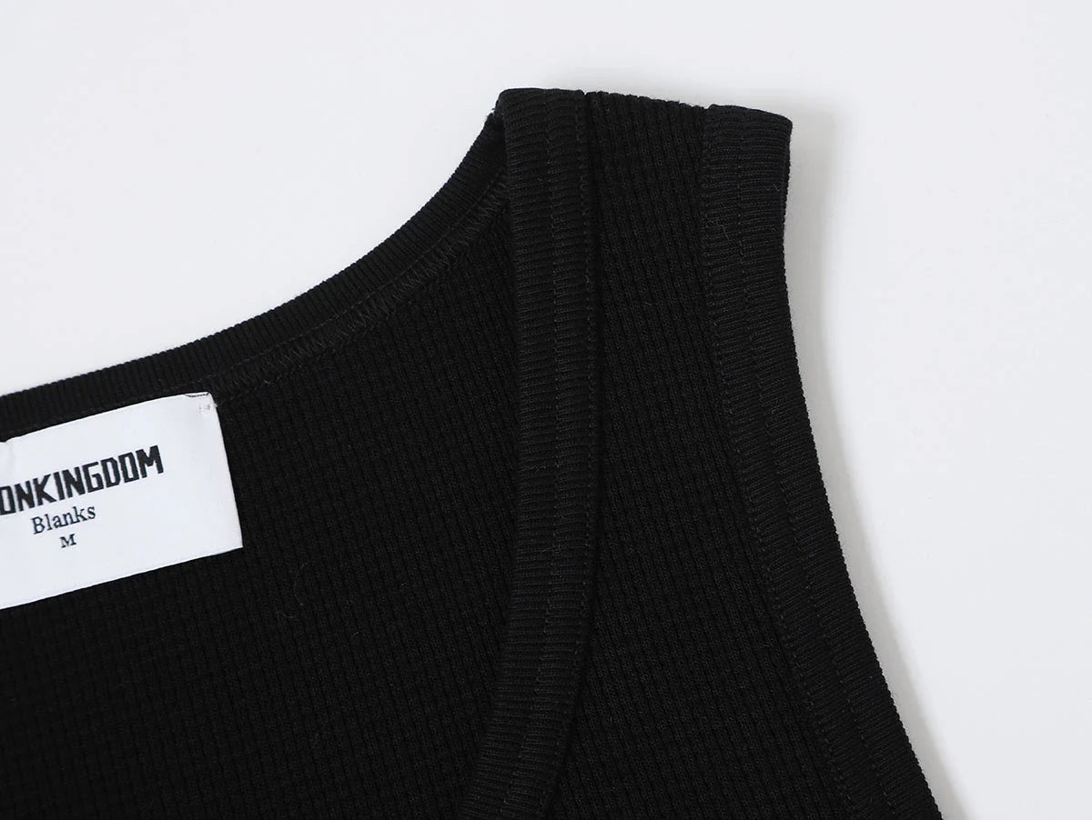 380 GSM WAFFLE WEAVE 'BLACK' TANK