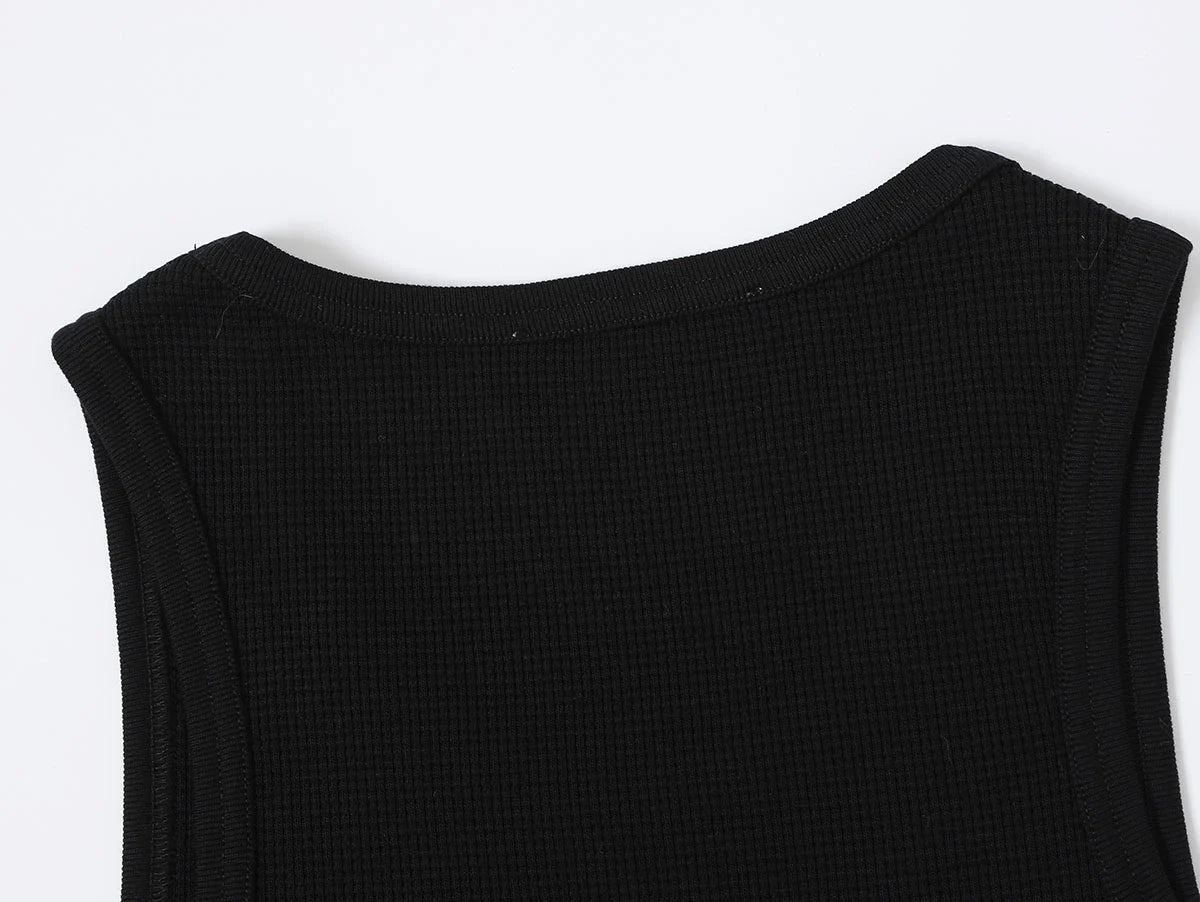 380 GSM WAFFLE WEAVE 'BLACK' TANK