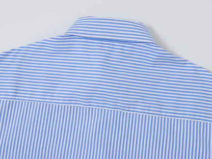 BOXY CROPPED 'BLUE' STRIPED SHIRT