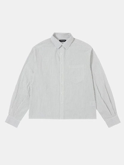 BOXY CROPPED 'WHITE' STRIPED LONG-SLEEVE SHIRT