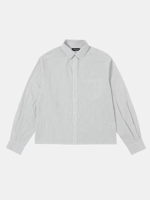 BOXY CROPPED 'WHITE' STRIPED LONG-SLEEVE SHIRT