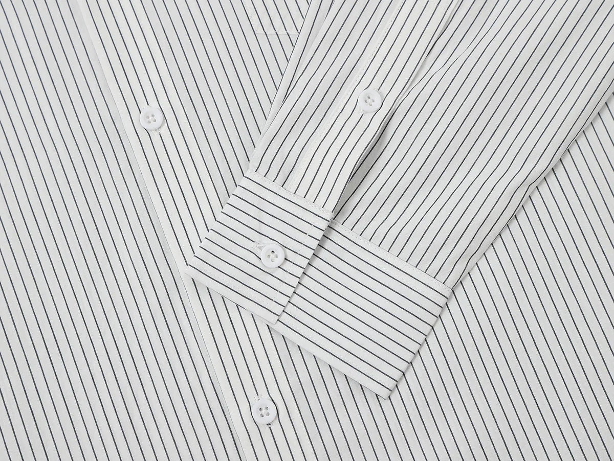 BOXY CROPPED 'WHITE' STRIPED LONG-SLEEVE SHIRT