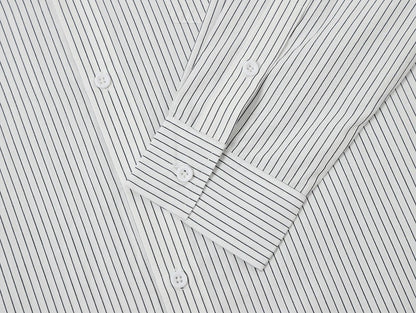 BOXY CROPPED 'WHITE' STRIPED LONG-SLEEVE SHIRT