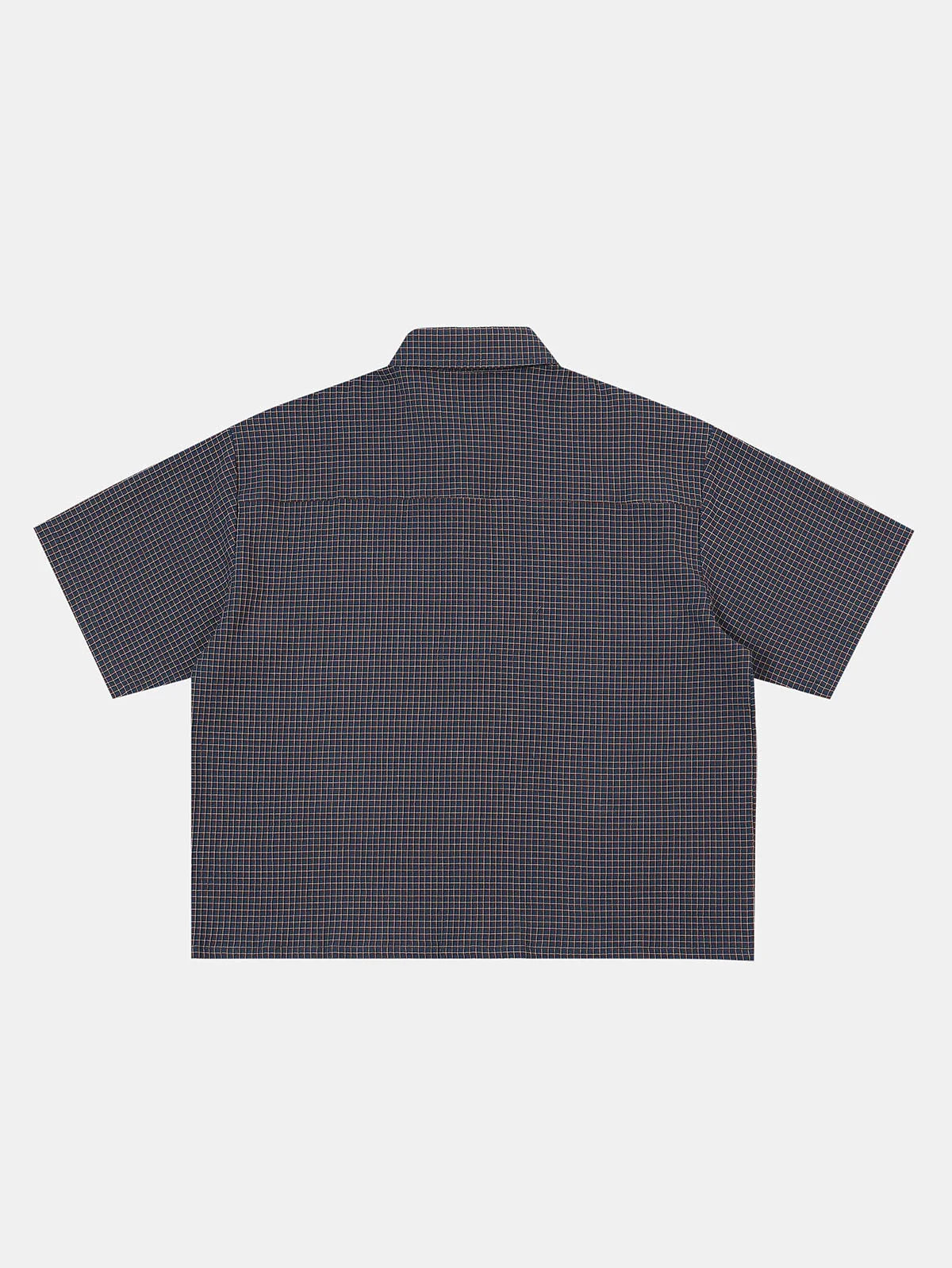 BOXY CROPPED FIT 'NAVY' PLAID SHIRT
