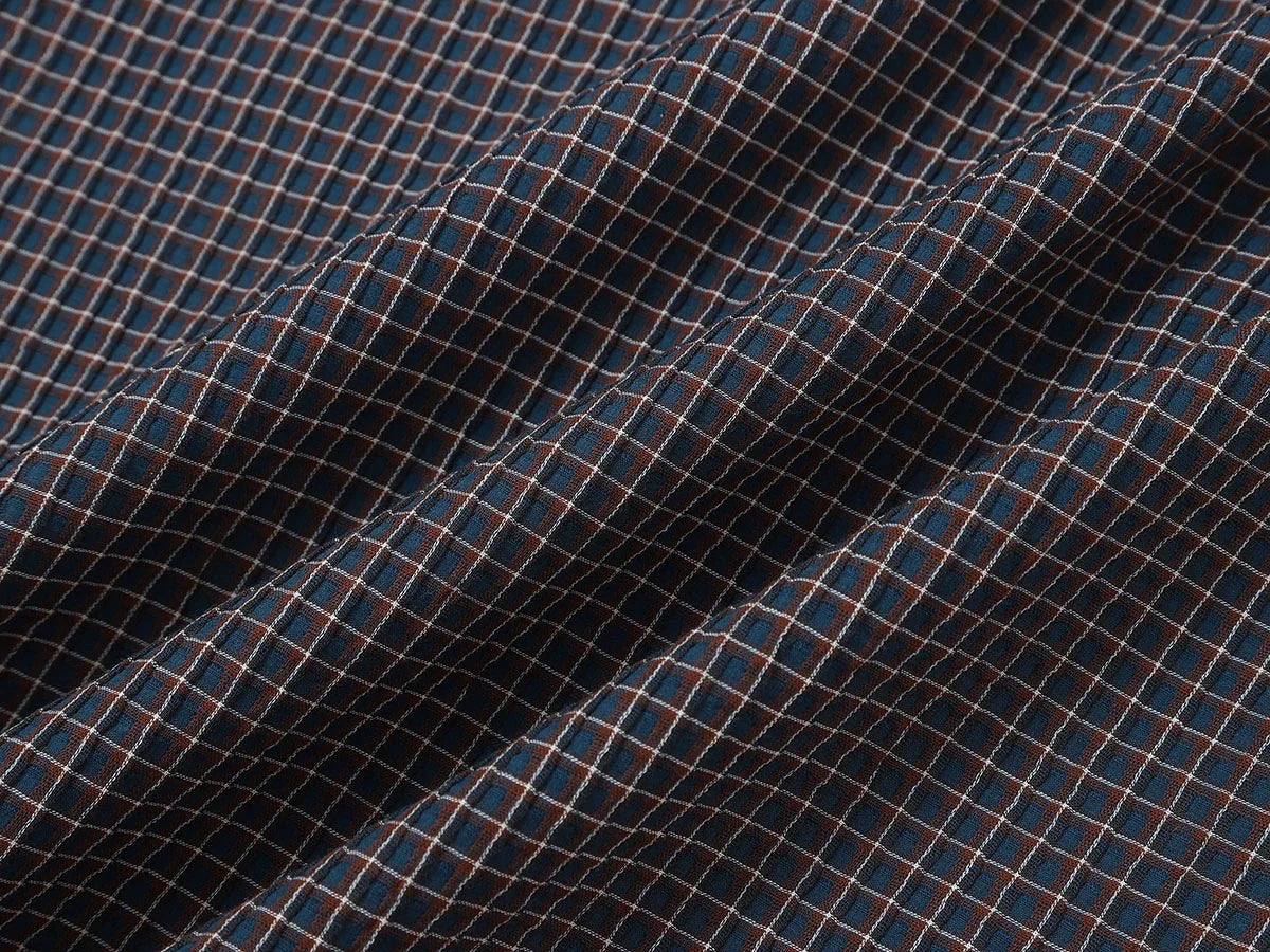 BOXY CROPPED FIT 'NAVY' PLAID SHIRT