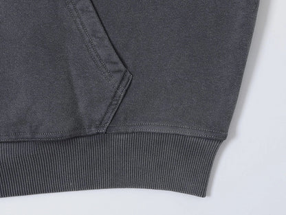 450 GSM BOXY CROPPED FIT 'WASHED GRAY' ZIP-UP HOODIE