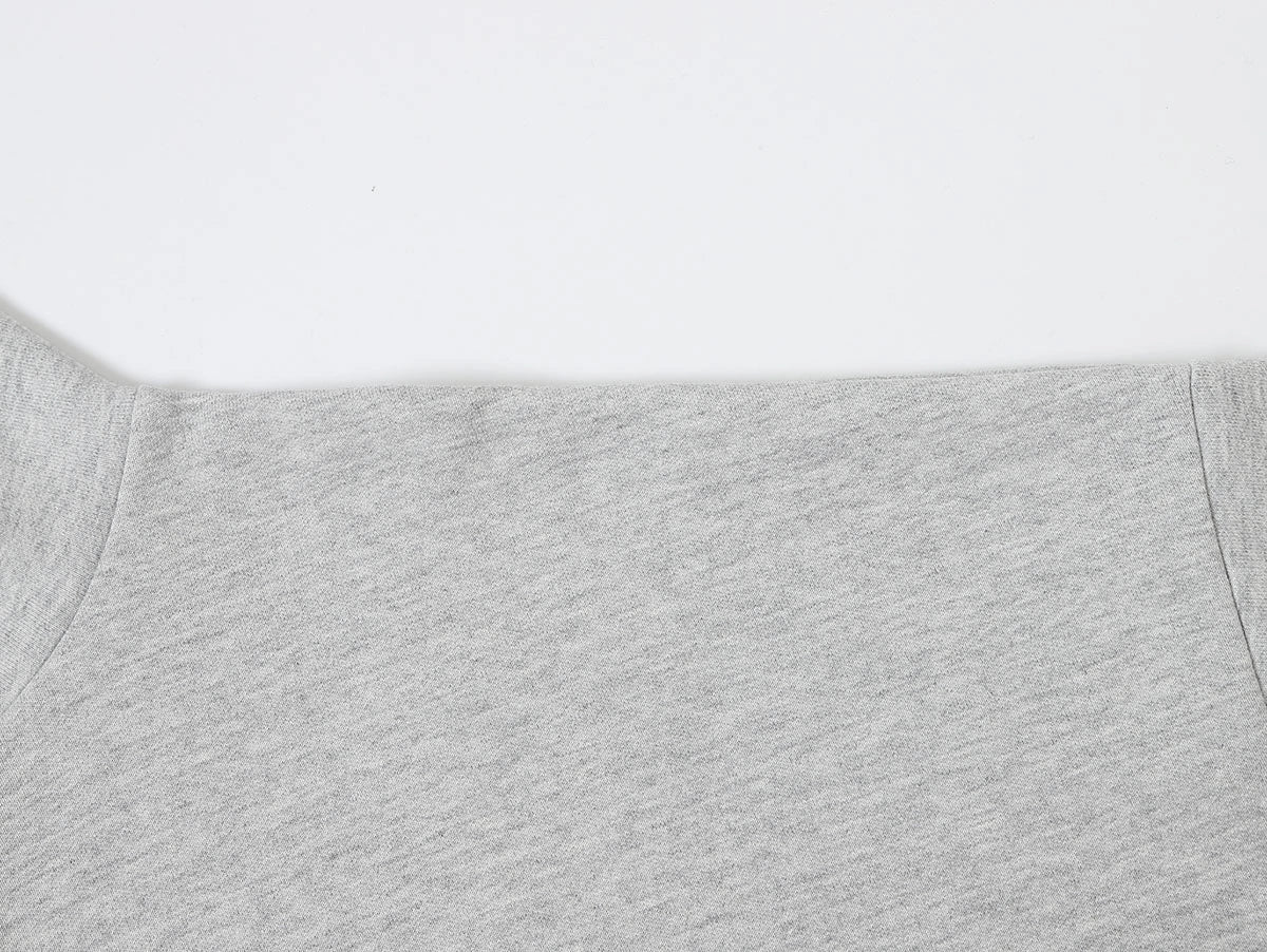 430 GSM BOXY CROPPED FIT QUARTER-ZIP 'FLOWER GRAY' SWEATSHIRT
