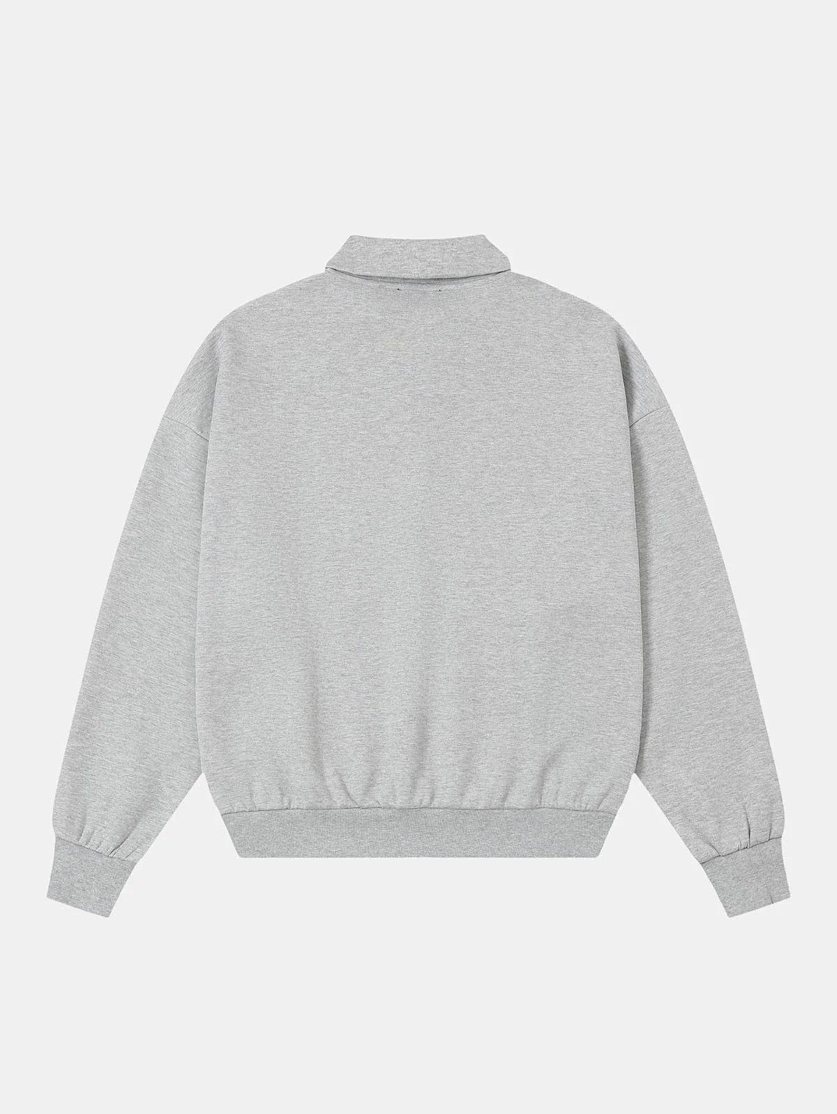 430 GSM BOXY CROPPED FIT QUARTER-ZIP 'FLOWER GRAY' SWEATSHIRT