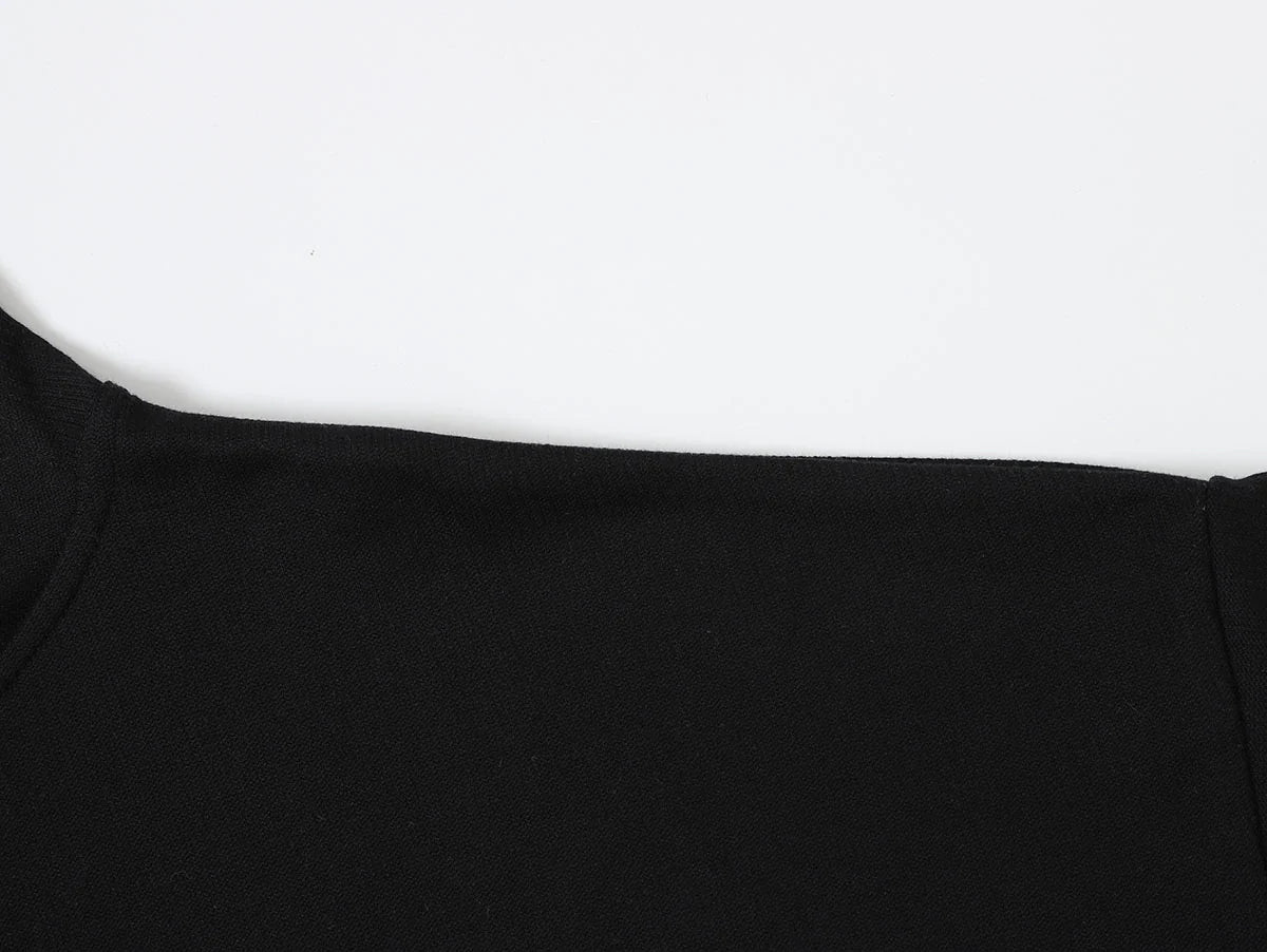 360 GSM 100% COTTON BOXY CROPPED FIT QUARTER-ZIP 'BLACK 'SWEATSHIRT