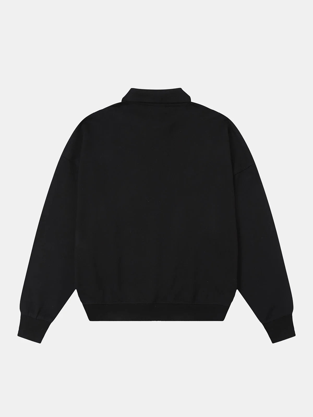430 GSM BOXY CROPPED FIT QUARTER-ZIP 'BLACK' SWEATSHIRT