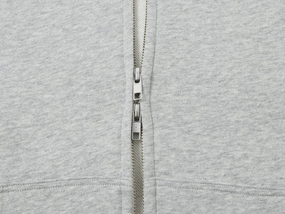 360 GSM 100% COTTON BOXY CROPPED 'FLOWER GRAY' ZIP-UP HOODIE