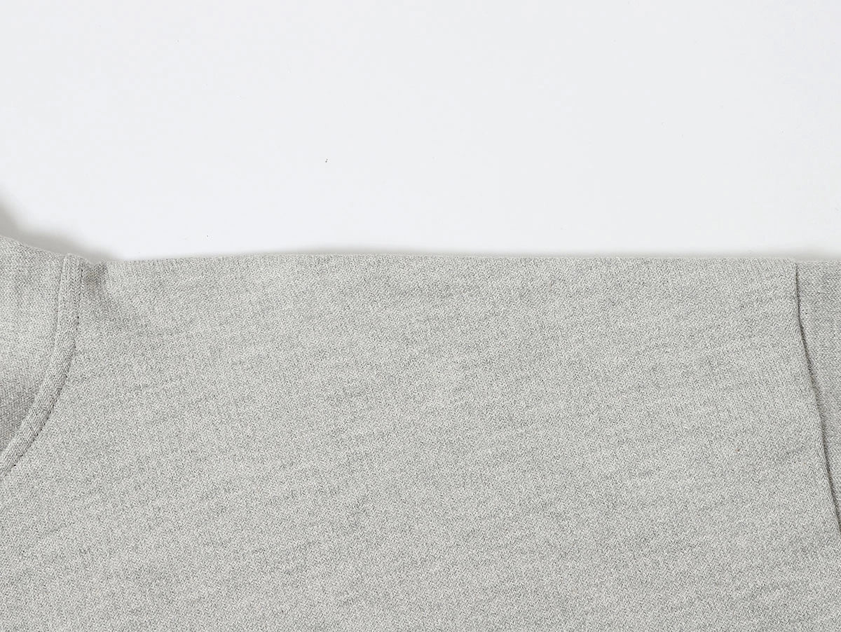 360 GSM 100% COTTON BOXY CROPPED FIT QUARTER-ZIP 'FLOWER GRAY'SWEATSHIRT
