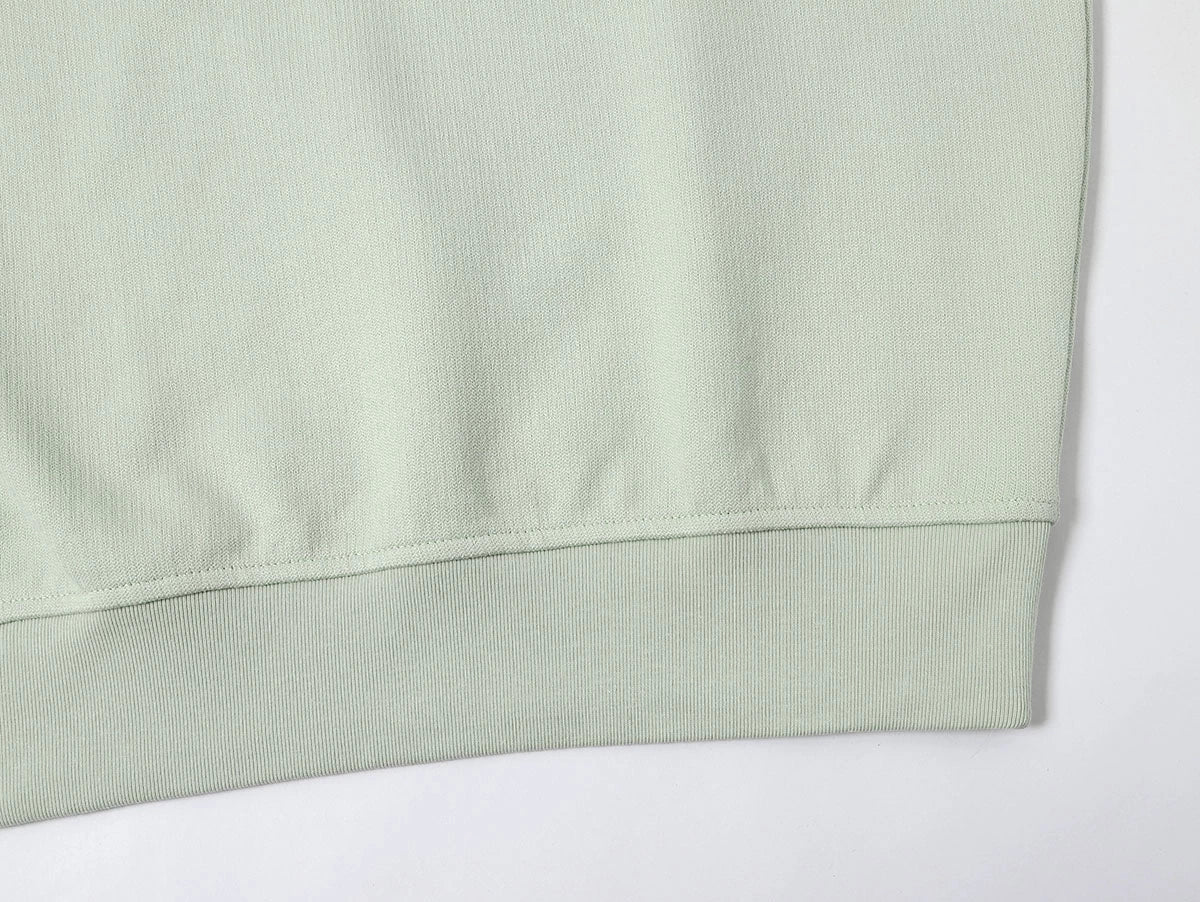 360 GSM 100% COTTON BOXY CROPPED FIT QUARTER-ZIP 'LIGHT GREEN' SWEATSHIRT