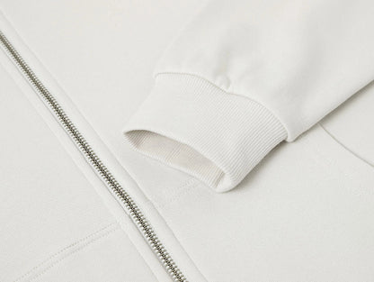 360 GSM 100% COTTON BOXY CROPPED 'OFF WHITE' ZIP-UP HOODIE