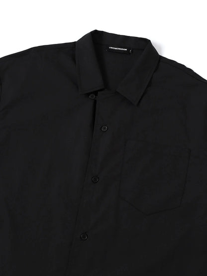 BOXY CROPPED FIT 'BLACK' CUBAN SHIRT