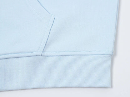 360 GSM 100% COTTON BOXY CROPPED 'PURE BLUE' ZIP-UP HOODIE
