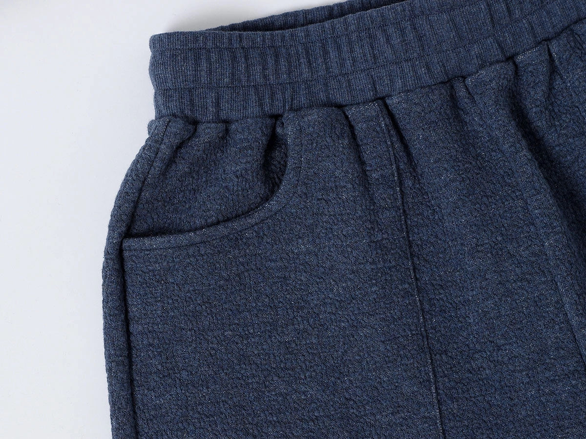 380 GSM COZY BAGGY BUBBLE 'DENIM BLUE' STRAIGHT PANTS