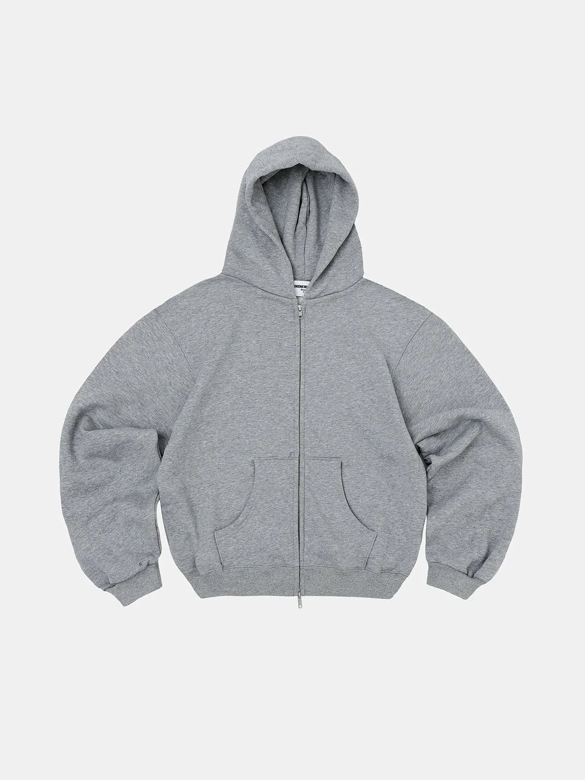 480 GSM FLEECE CROPPED FIT 'FLOWER GRAY' ZIP-UP HOODIE