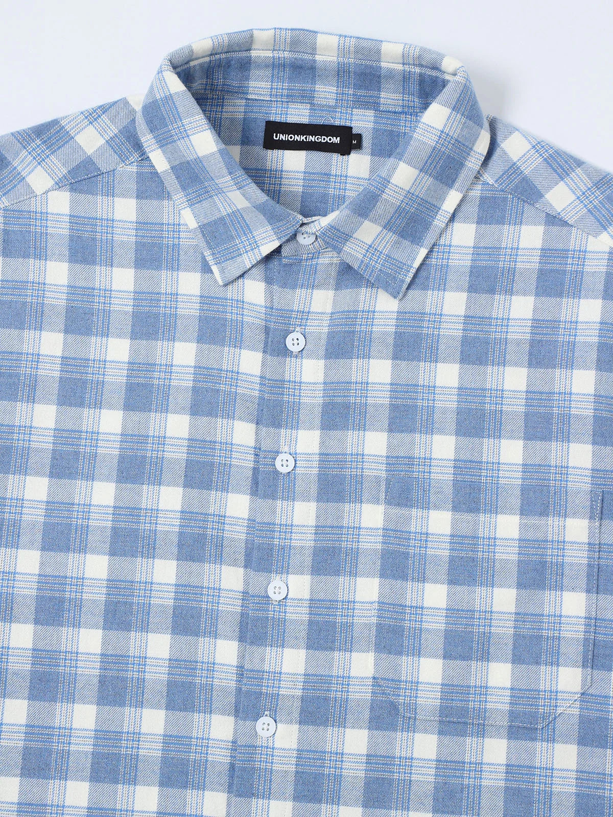 BOXY CROPPED FIT PLAID FLANNEL SHIRT