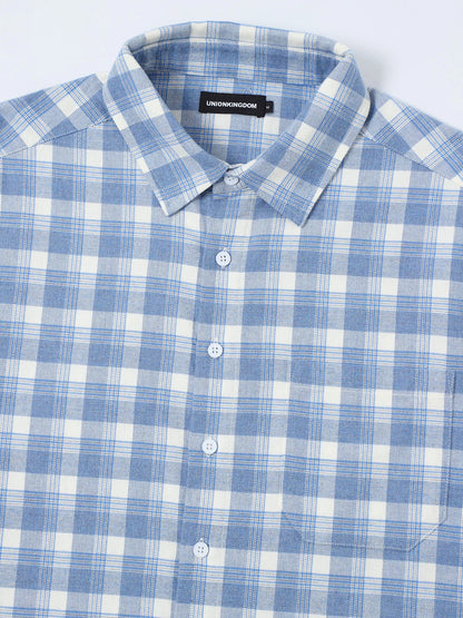 BOXY CROPPED FIT PLAID FLANNEL SHIRT